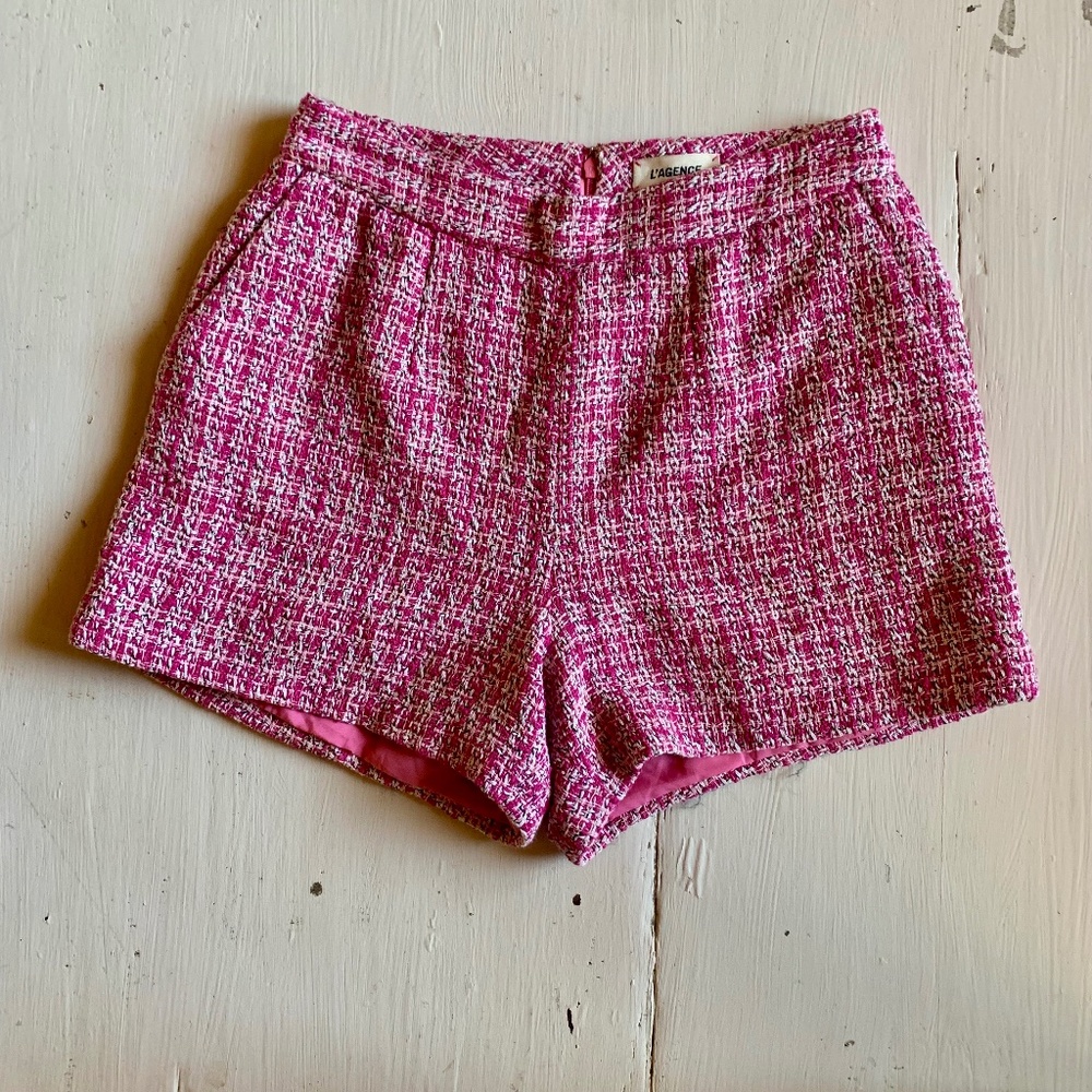 L'AGENCE Pink and Black High Waist Shorts size 2